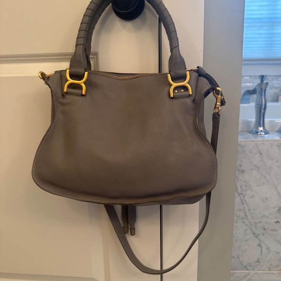 Chloe Medium Marcie Leather Satchel Handbag - Cashmere Grey - Picture 7 of 11